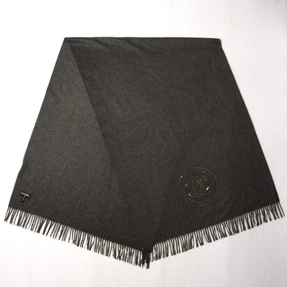 Chanel Cashmere CC Chain Fringe Shawl Dark Grey 3 of 6