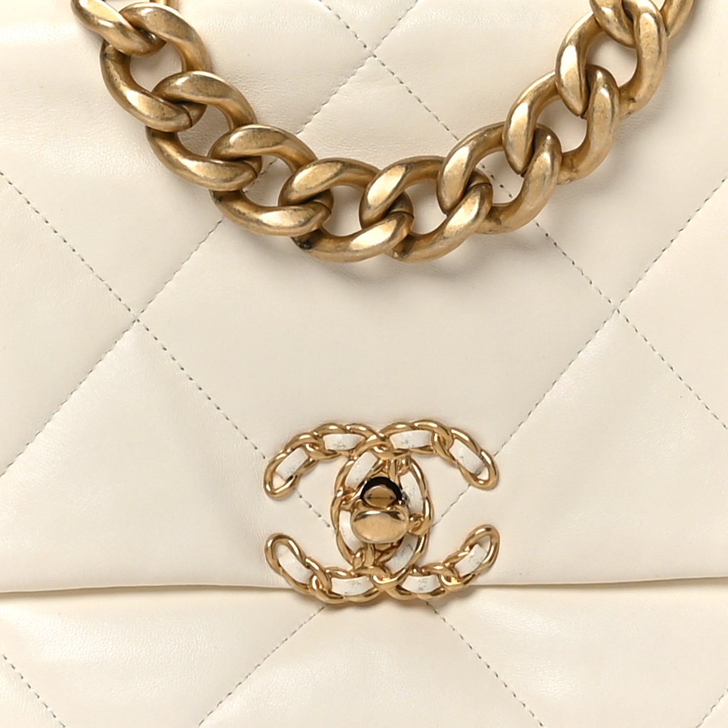 Lambskin Quilted Large Chanel 19 Flap Light Beige
