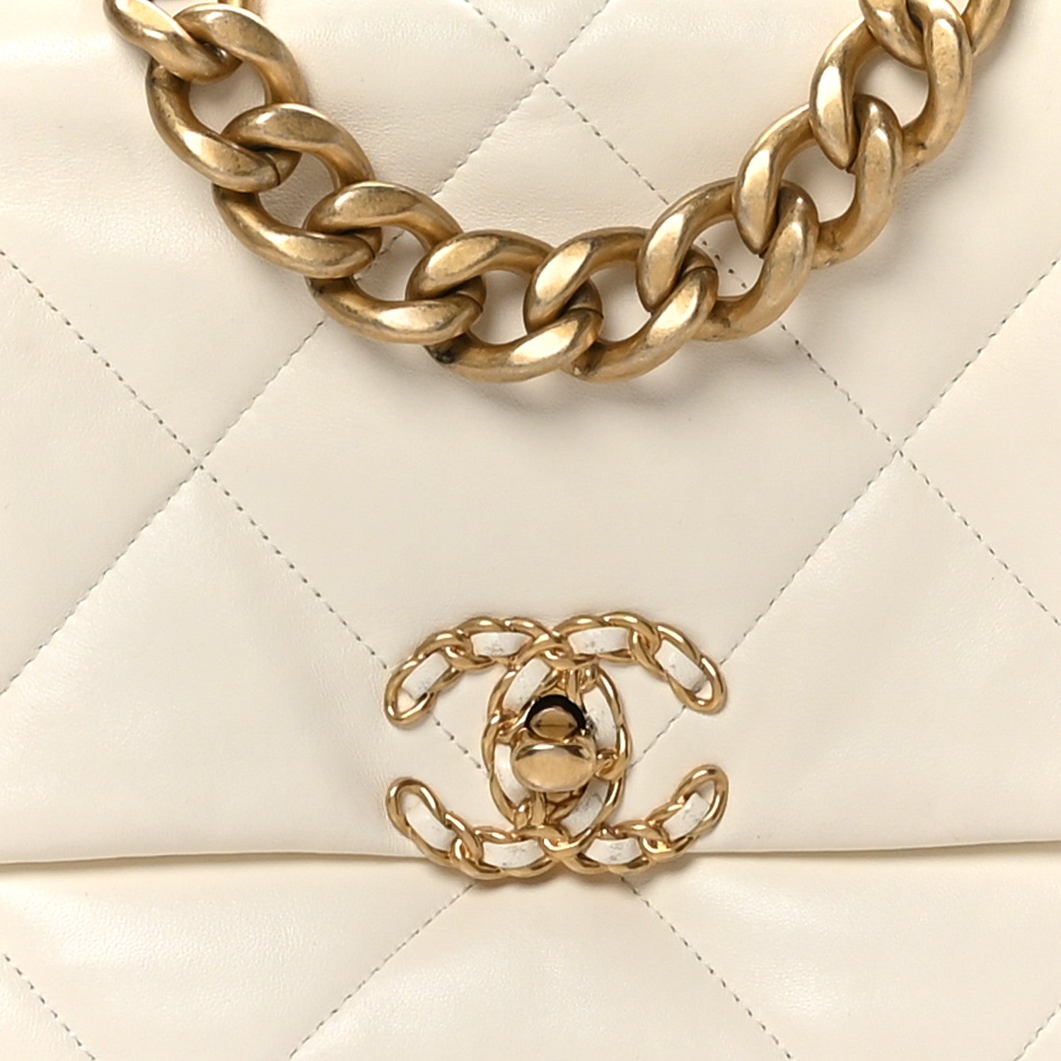 Chanel Lambskin Quilted Large Chanel 19 Flap Light Beige 7 of 10