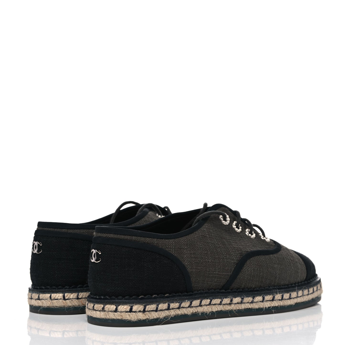 Cotton Lace Up Espadrilles 39 Dark Green Black