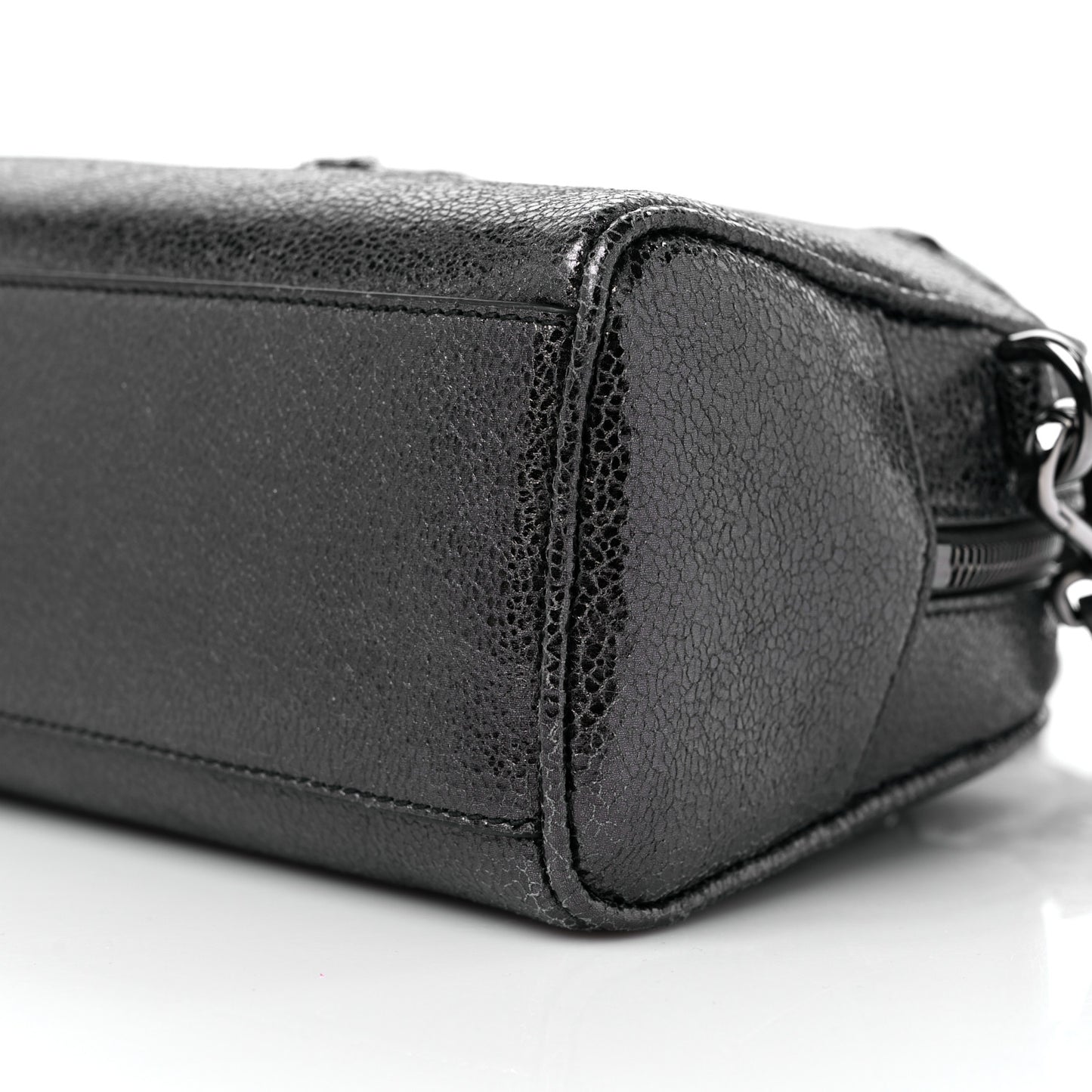 Metallic Calfskin Virtus Bowling Bag Grey