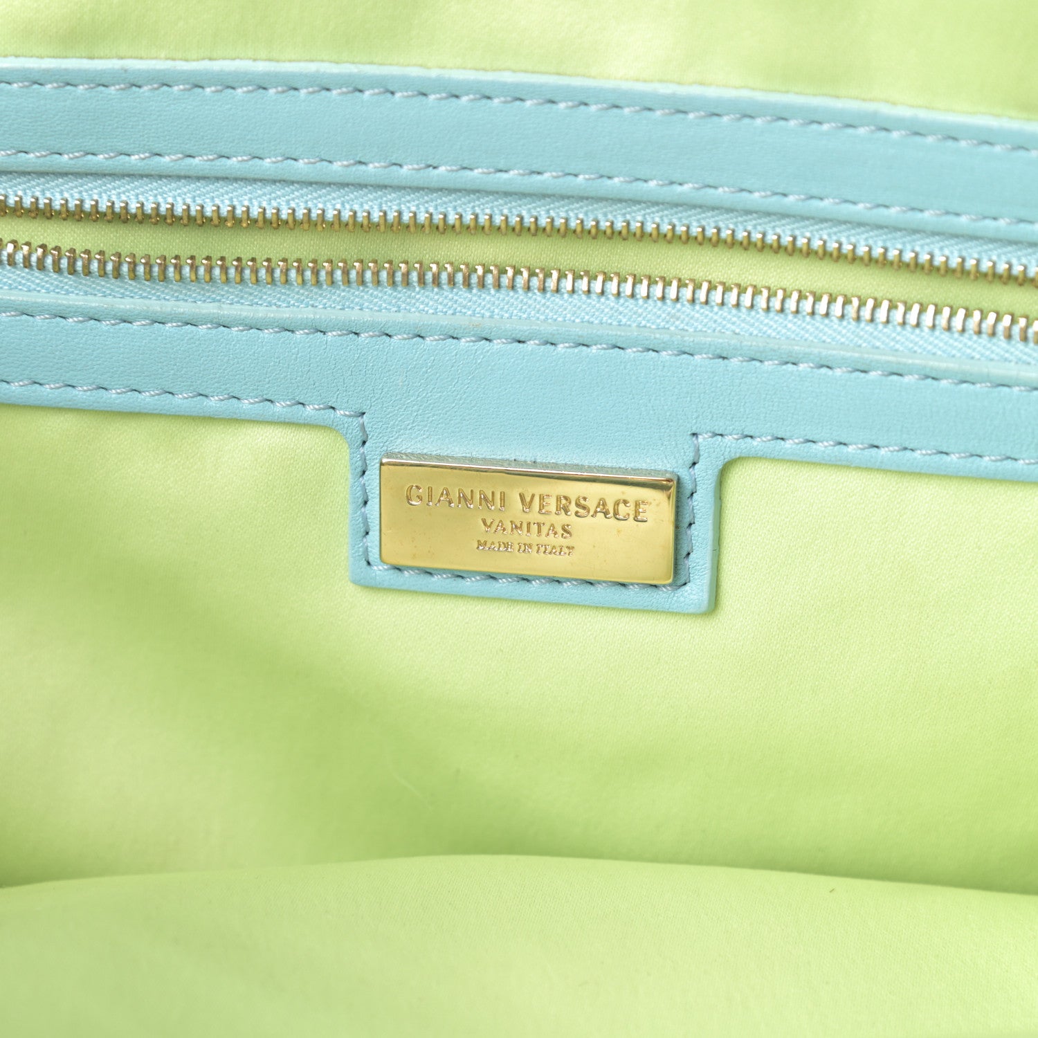 Versace Denim Barocco Quilted Studded Vanitas Demetra Blue 7 of 19