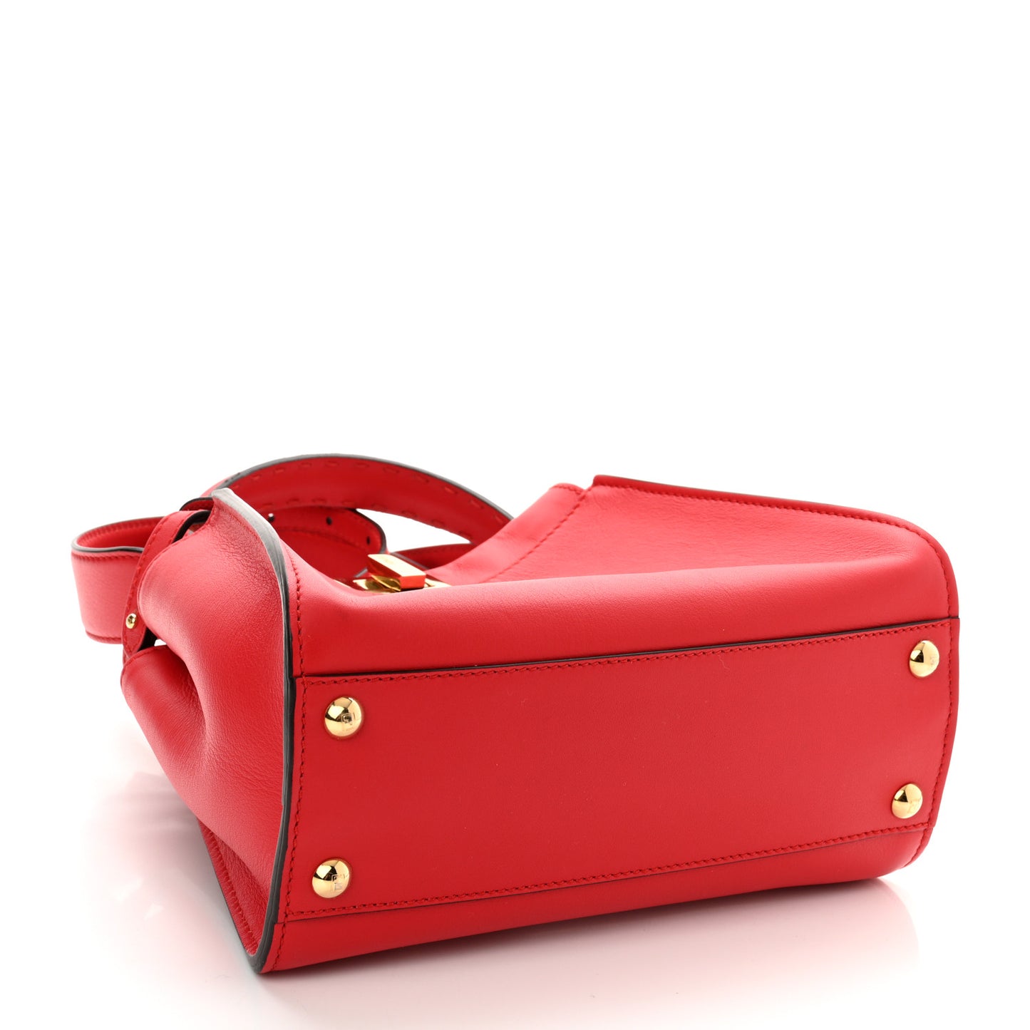 Vitello Seta Canvas FF Embroidered Mini Peekaboo Iconic Satchel Rosso Cardinale Multicolor