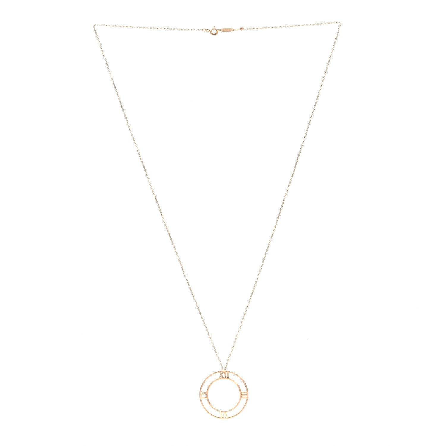 Tiffany 18K Rose Gold Medium Atlas Open Pendant Necklace 3 of 5