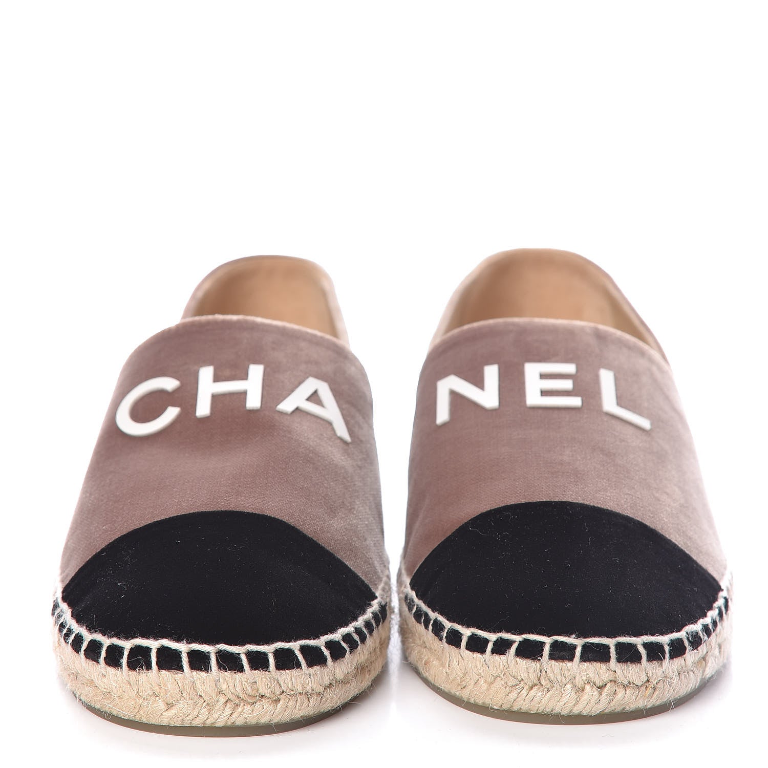 Chanel Velvet Logo Espadrilles 41 Beige Black 2 of 9