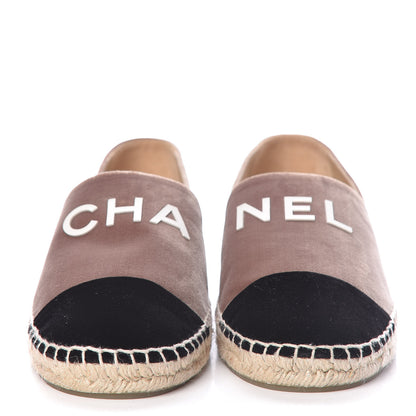 Chanel Velvet Logo Espadrilles 41 Beige Black 2 of 9