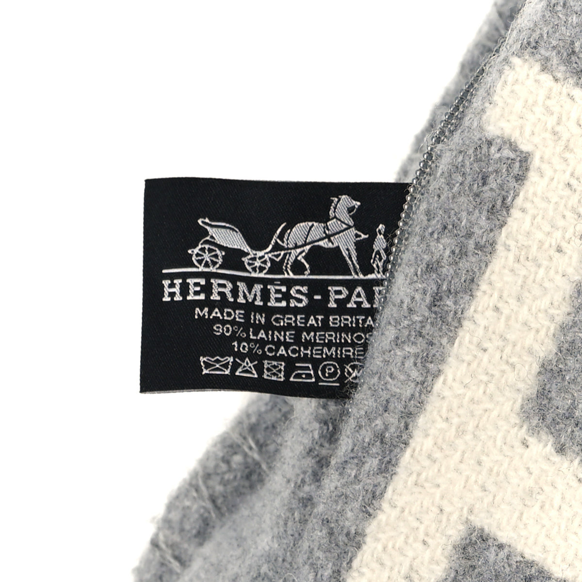 Hermes Wool Cashmere Avalon III Pillow PM Ecru Gris Clair 3 of 3