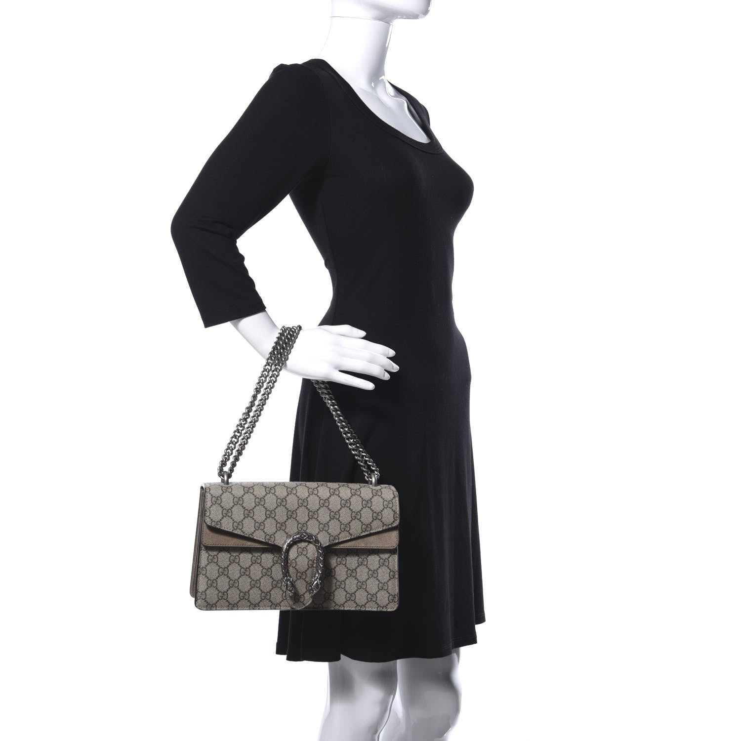 Gucci GG Supreme Monogram Small Dionysus Shoulder Bag Taupe 2 of 17