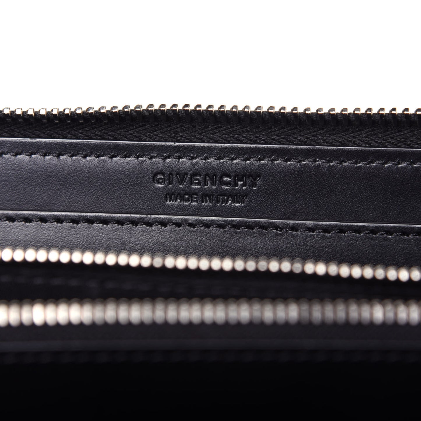 Calfskin Logo Zip Around Wallet Black