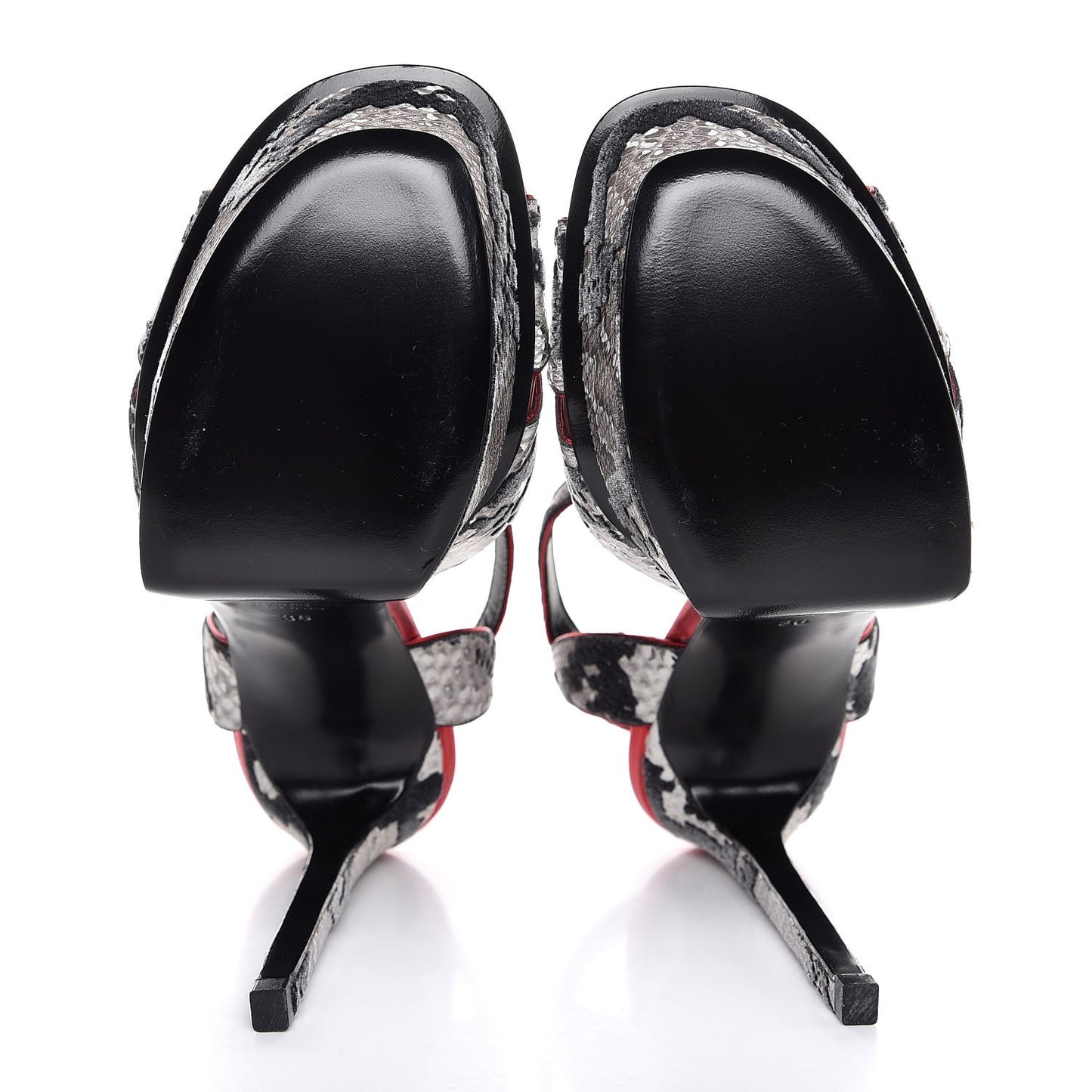 Ayers Recticula Flock Nappa Bianca 105 Platform Sandals 36 Natural Black Rosso