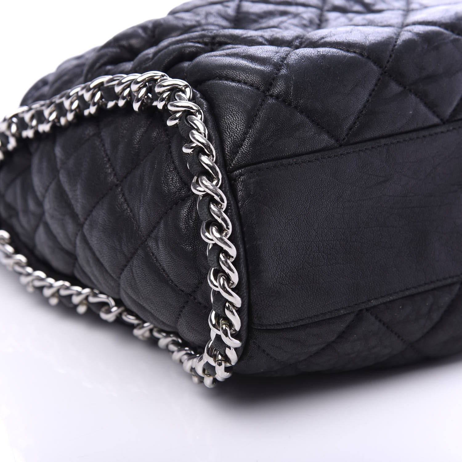 Chanel Washed Lambskin Chain Around Hobo Black 6 of 10