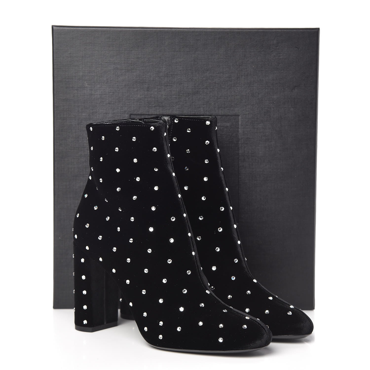 Saint Laurent Velluto Master Crystal Loulou 95 Ankle Boots 38.5 Black 8 of 8