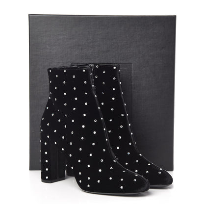 Saint Laurent Velluto Master Crystal Loulou 95 Ankle Boots 38.5 Black 8 of 8