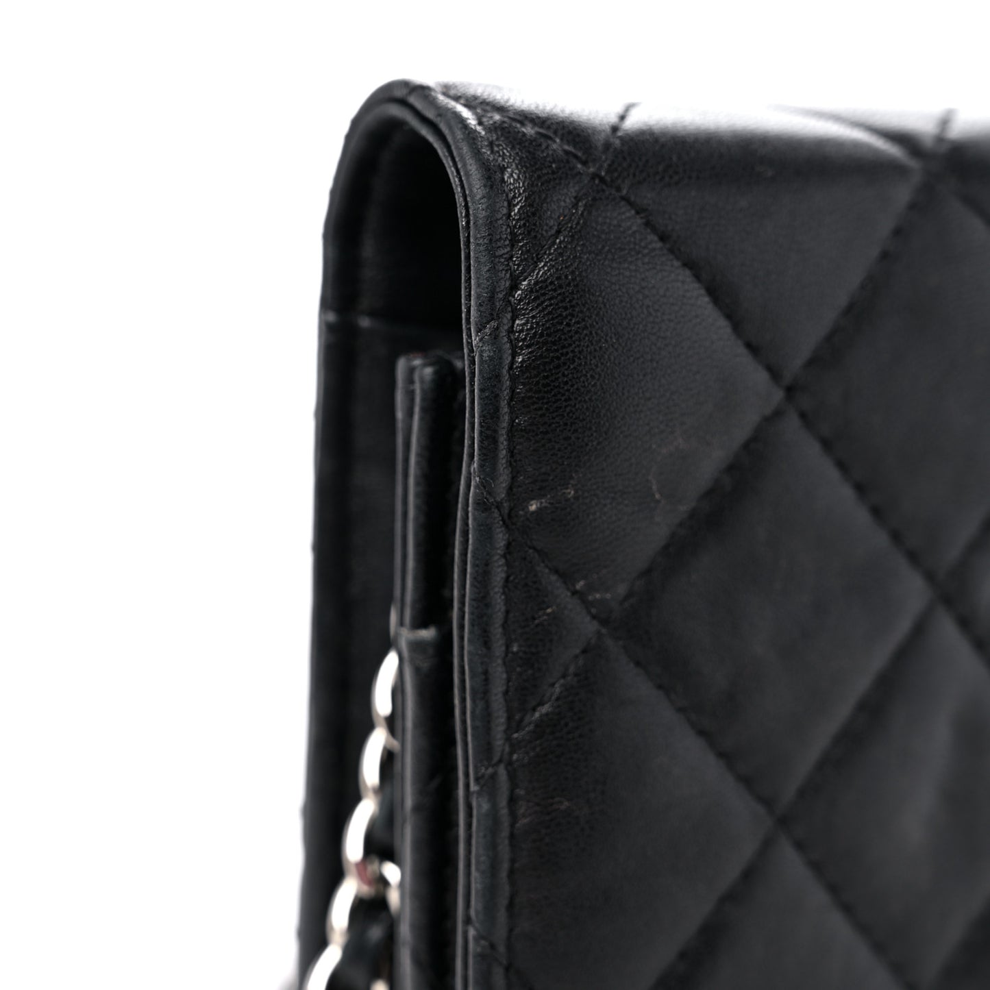 Lambskin Quilted Wallet On Chain WOC Black