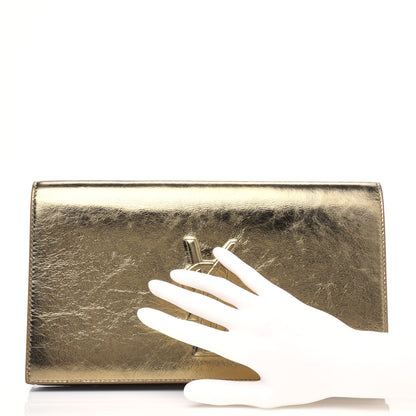Saint Laurent Metallic Calfskin Monogram Large Belle De Jour Clutch Gold 2 of 19