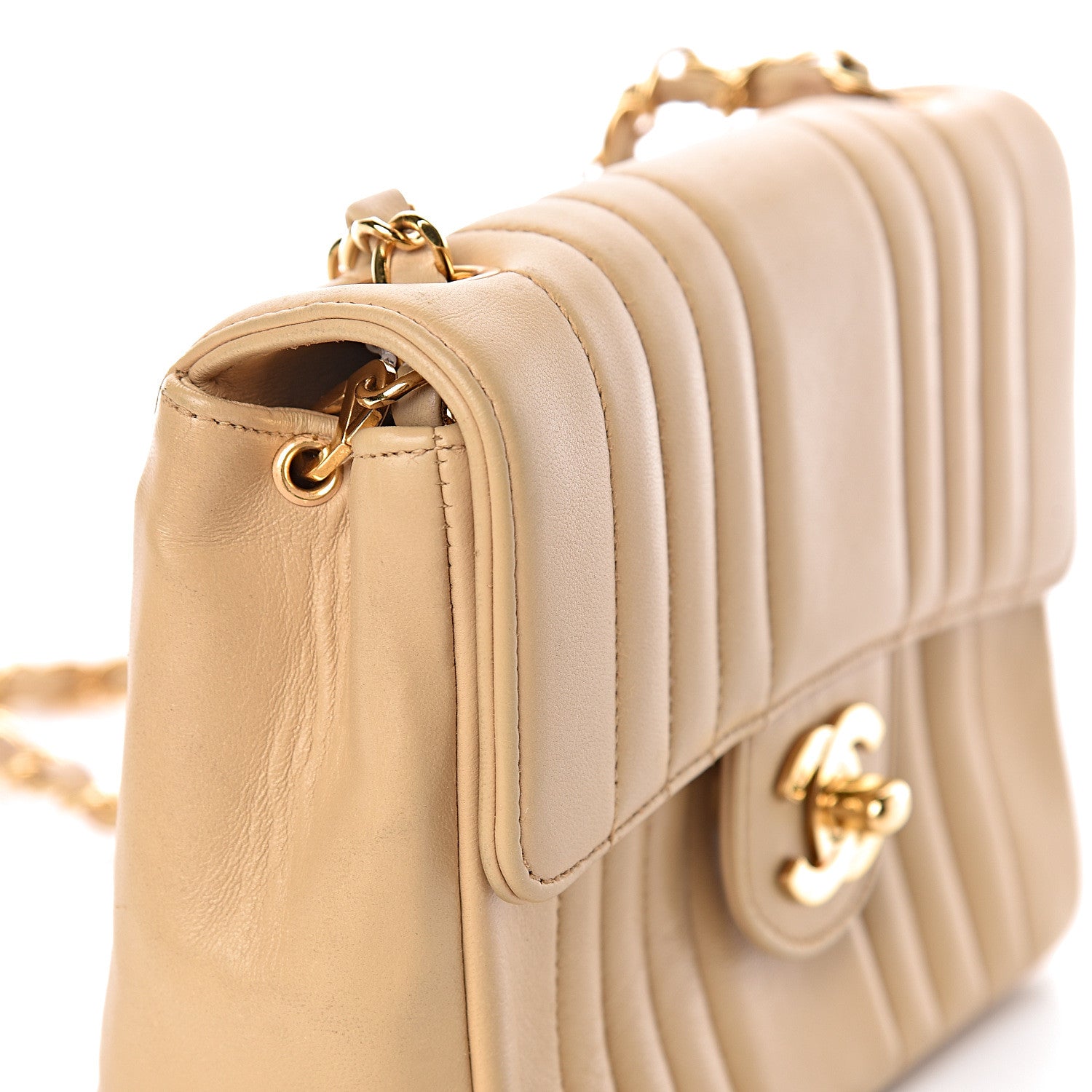 Chanel Lambskin Vertical Quilt Mini Square Flap Beige 11 of 16
