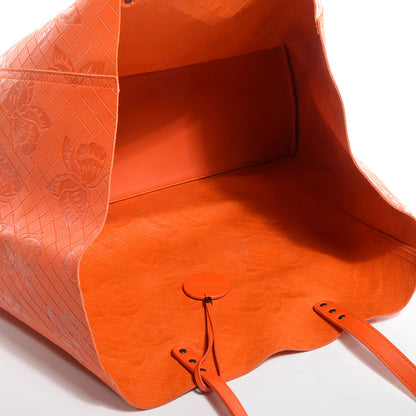 Bottega Veneta Calfskin Intrecciomirage Intarsio Large Tote Tangerine 5 of 10