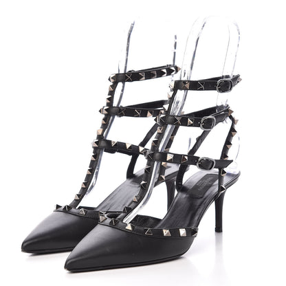 Valentino Garavani Nappa Rockstud Ankle Strap Low Heel Pumps 39 Black 3 of 13
