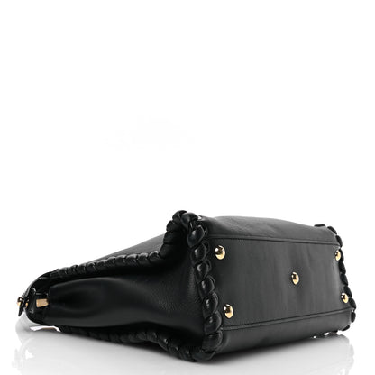 Fendi Vitello Seta Lace Up Medium Peekaboo Iconic Satchel Black 4 of 12