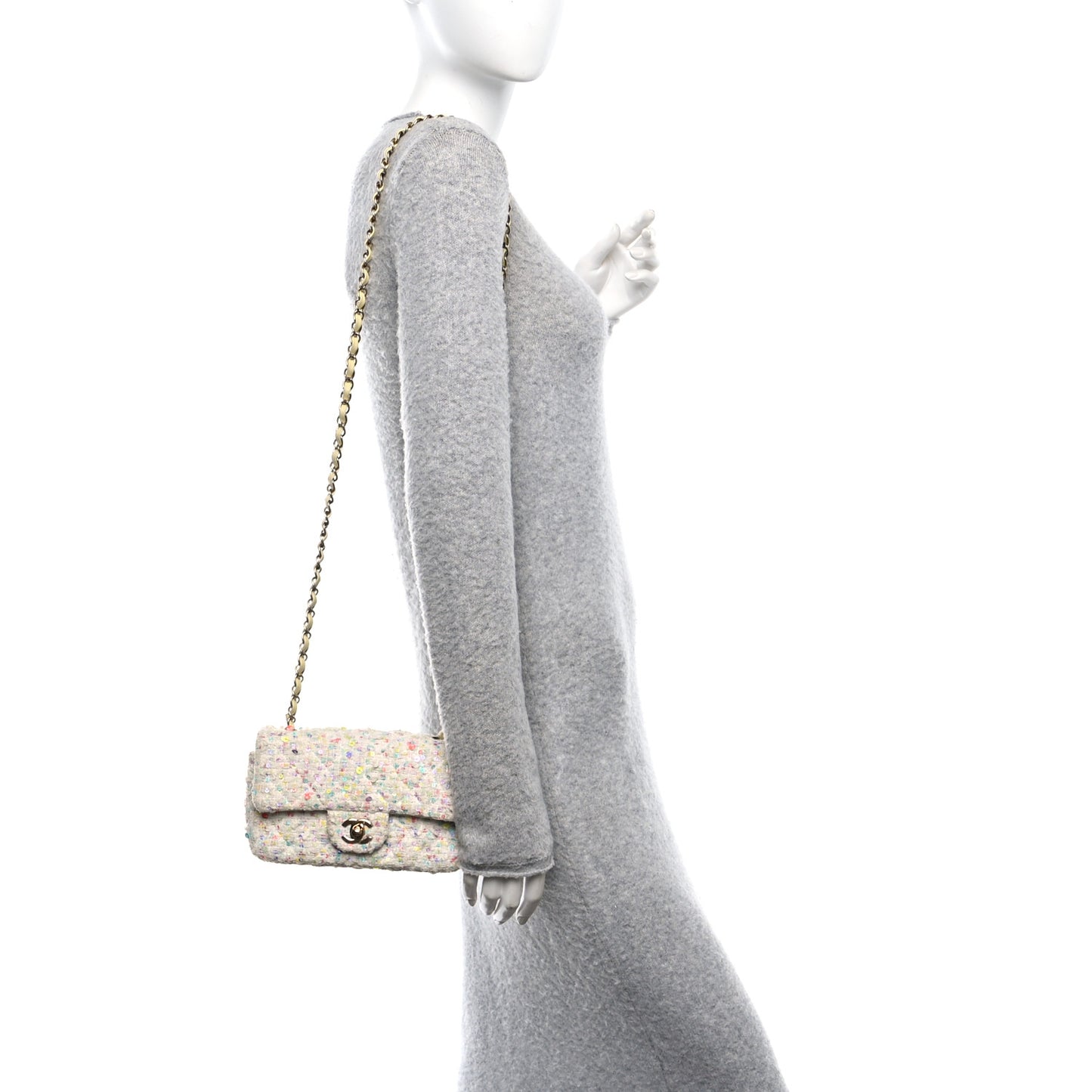 Tweed Quilted Mini Rectangular Flap Ecru Green Purple Red Yellow