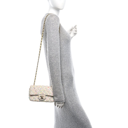 Chanel Tweed Quilted Mini Rectangular Flap Ecru Green Purple Red Yellow 2 of 12