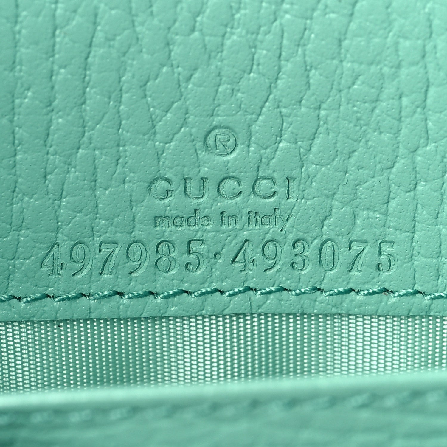 Gucci Dollar Calfskin Enamel Monochrome Mini GG Marmont Chain Wallet Pepperlight Mint 5 of 7