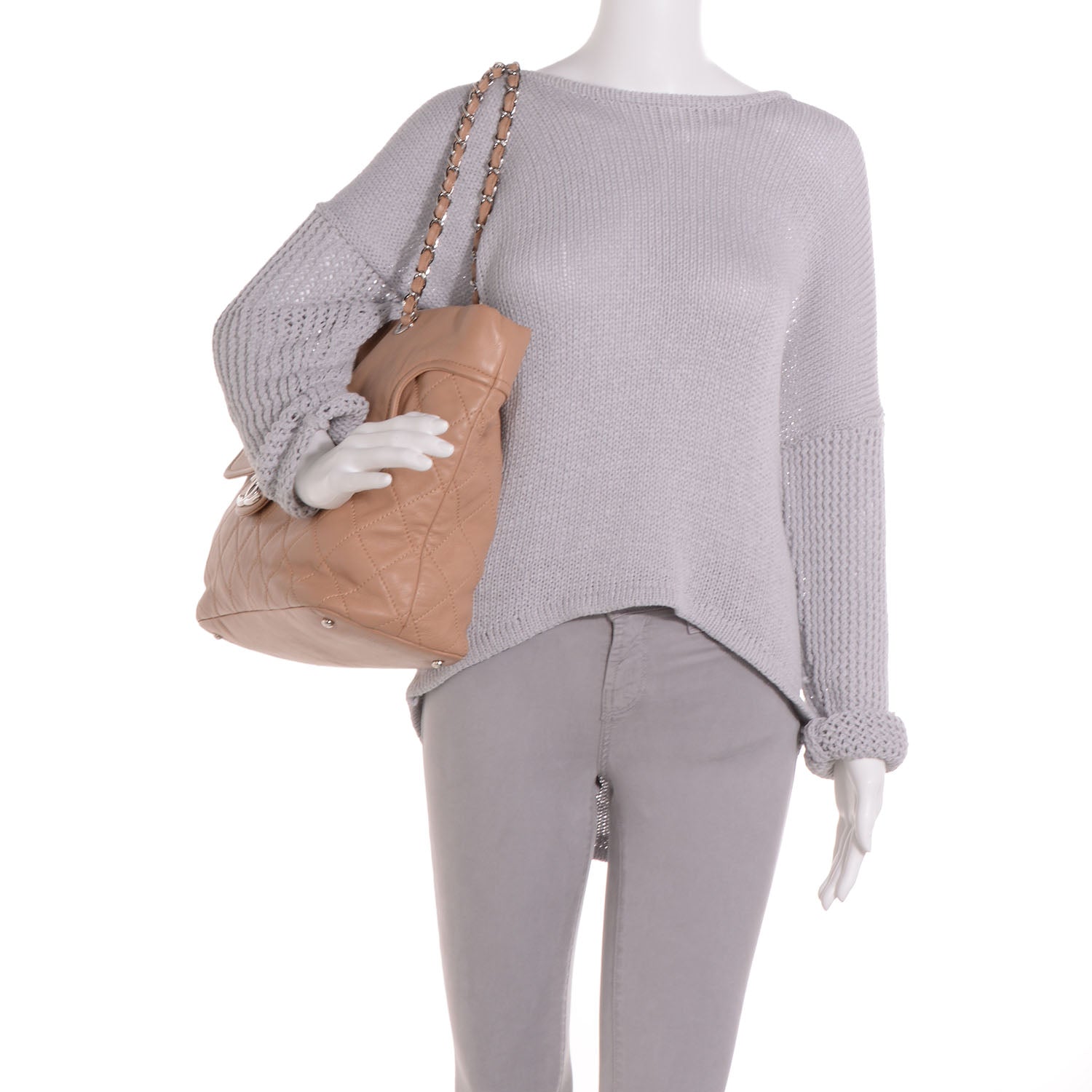 Chanel Calfskin Large Front Flap Tote Dark Beige 2 of 7