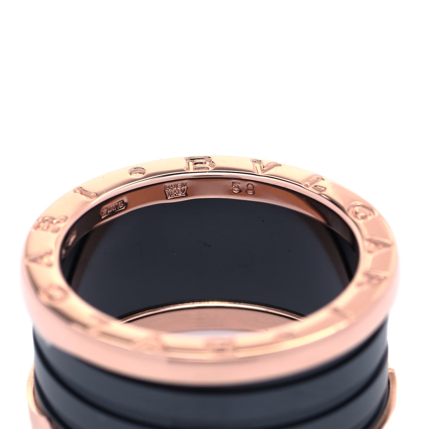 18K Rose Gold Black Ceramic B.Zero1 Four-Band Ring 58 8.25