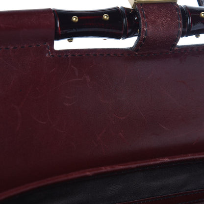 Gucci Monogram Studded Bamboo Bullet Satchel Burgundy 11 of 16