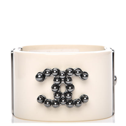 Chanel Resin Ruthenium CC Cuff White 1 of 7