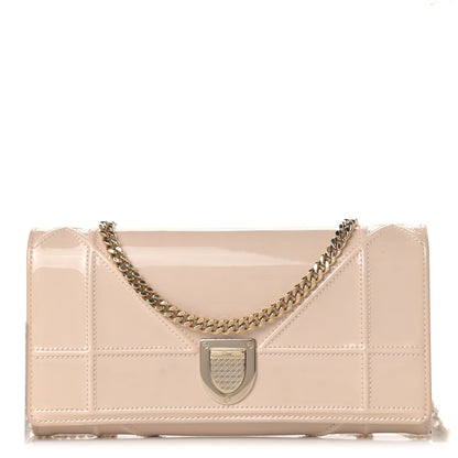 Christian Dior Patent Calfskin Diorama Croisiere Chain Wallet Beige 1 of 9