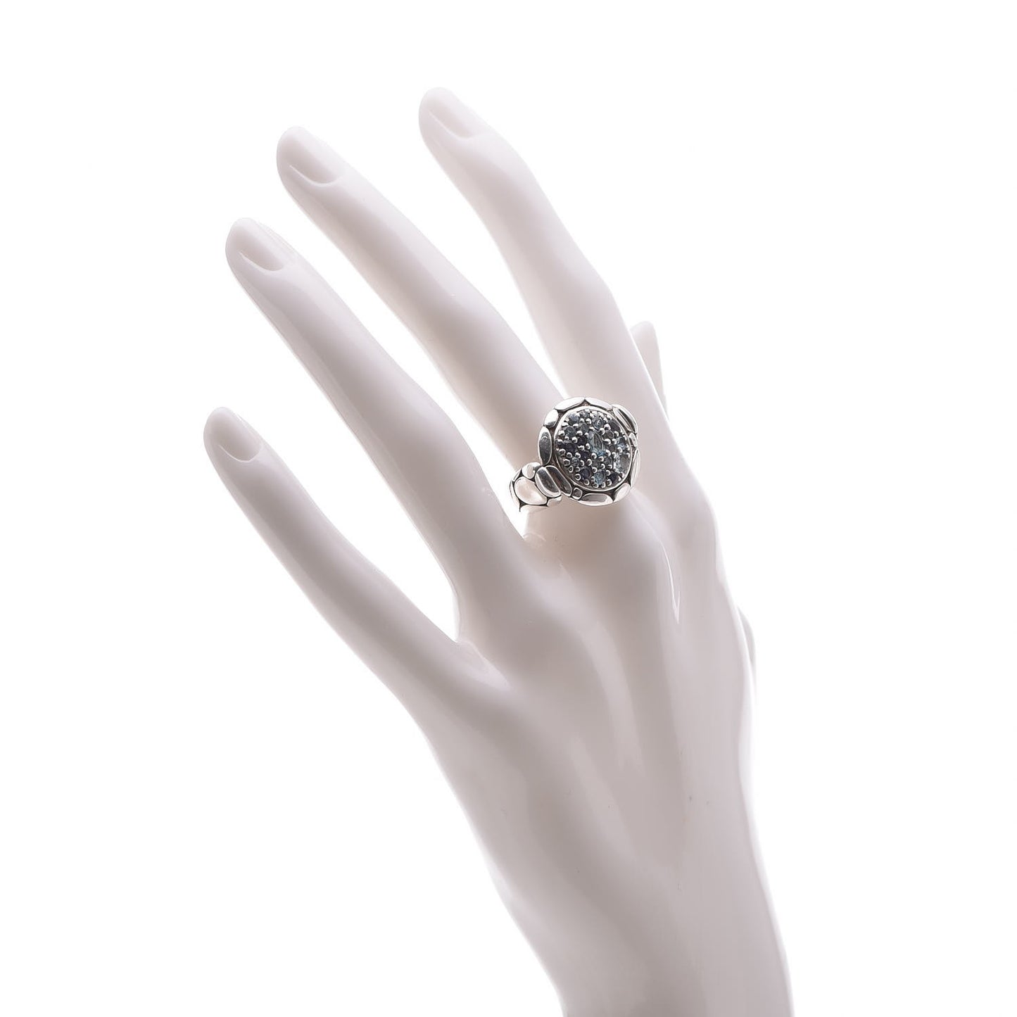 Sterling Silver Topaz Iolite Aquamarine Kali Round Lava Ring 52 6