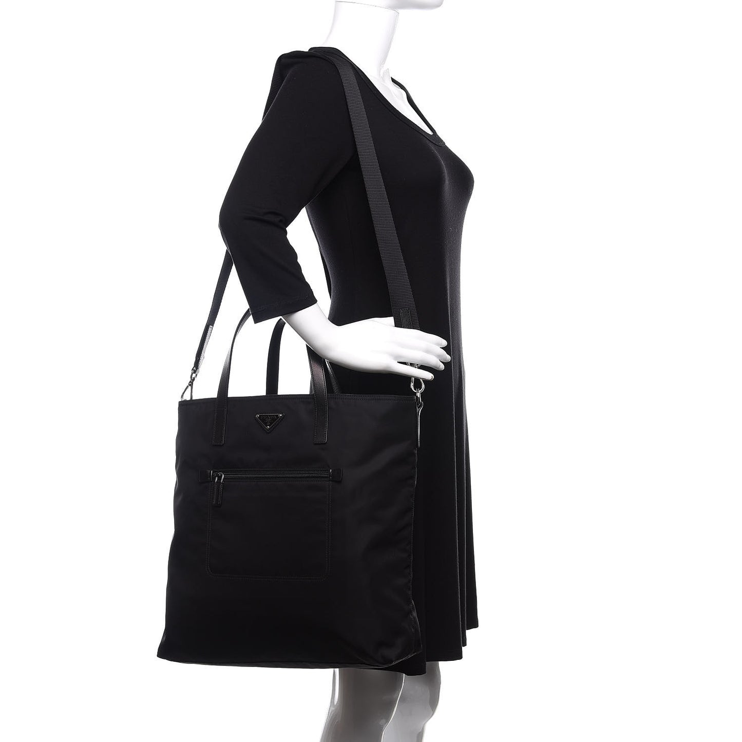 Tessuto Nylon Saffiano Tote Black