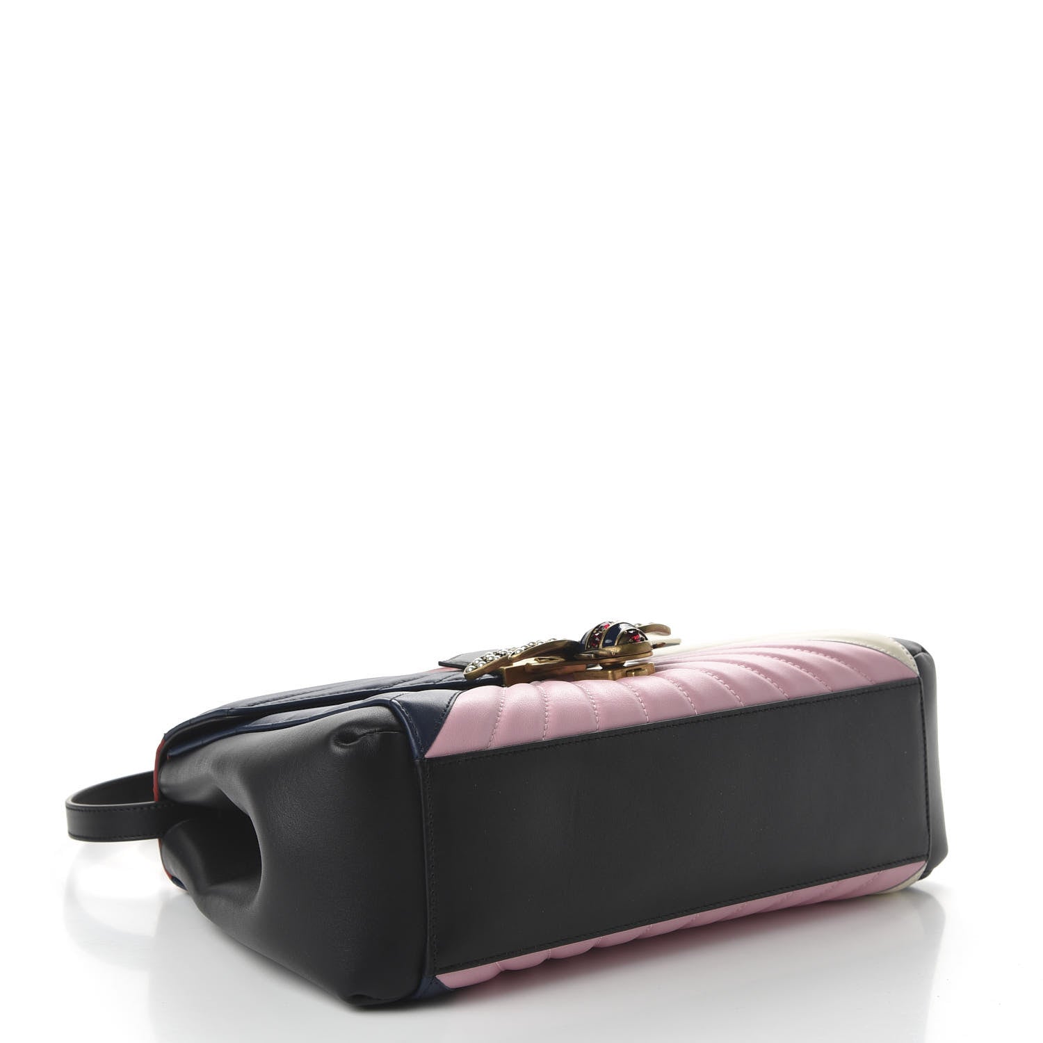 Gucci Calfskin Bamboo Trapuntata Queen Margaret Top Handle Bag Blue Agata Hibiscus Red Mystic White Sugar Pink 5 of 11