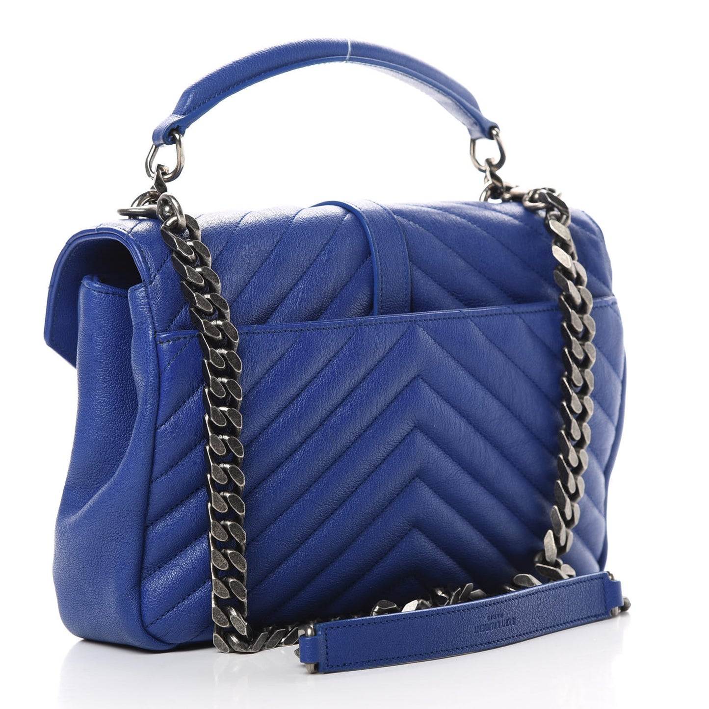 Sheepskin Matelasse Chevron Monogram Medium College Bag Outremer