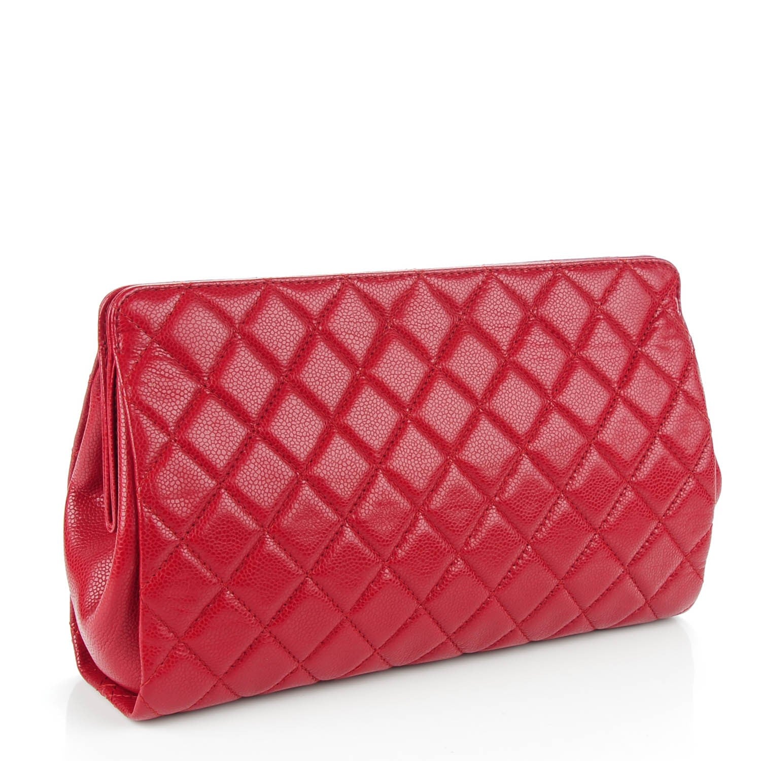 Chanel Caviar Quilted Large CC Clutch Red 3 of 7