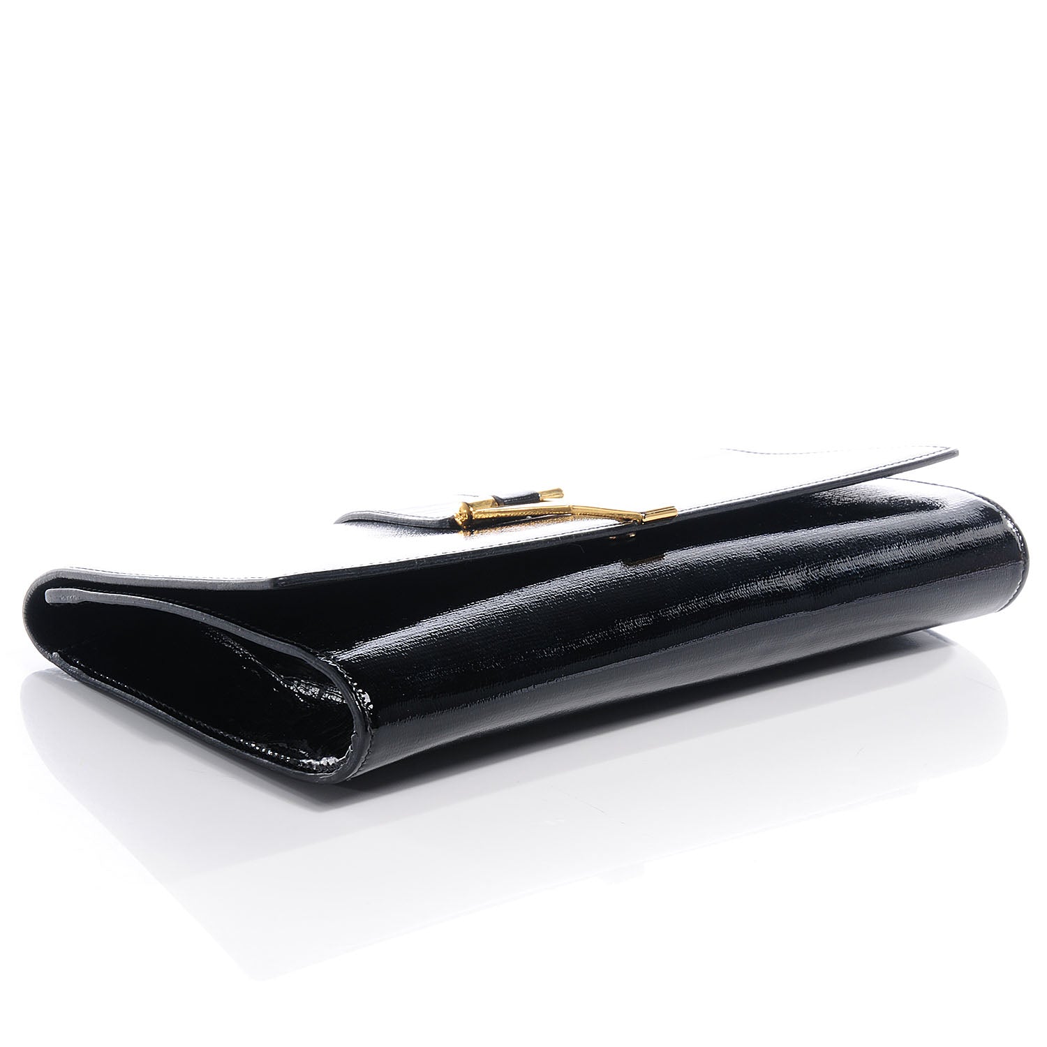 Saint Laurent Textured Patent Leather ChYc Clutch Black 4 of 7