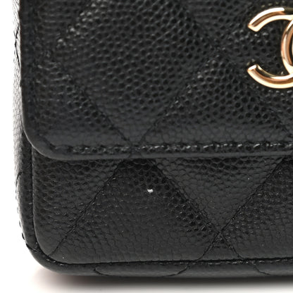 Chanel Caviar Quilted Mini Pearl On Top Coin Purse With Chain Black 13 of 14