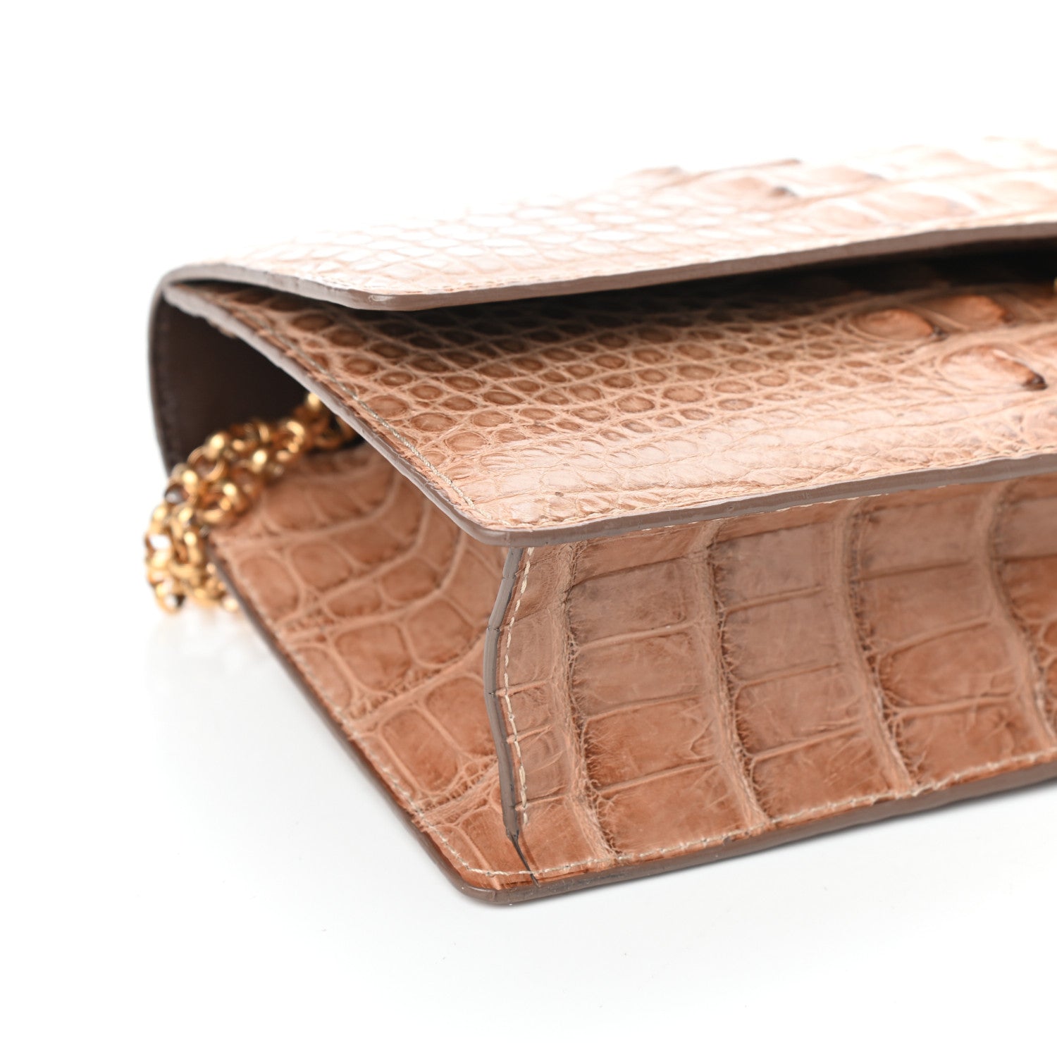 Delvaux Alligator Chain Clutch Naturel 9 of 10