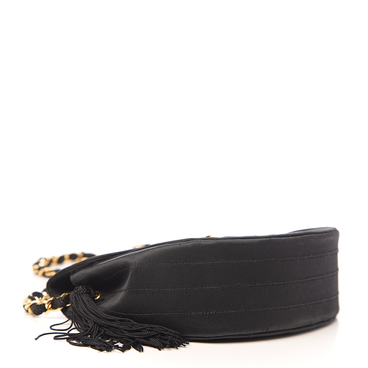 Chanel Satin Quilted Flap Shoulder Bag Black 3 of 11