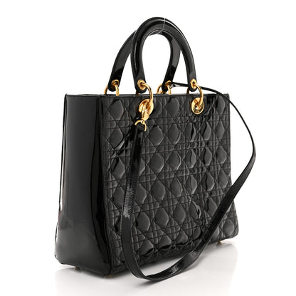 Christian Dior Patent Cannage Large Lady Dior Black 3 of 15
