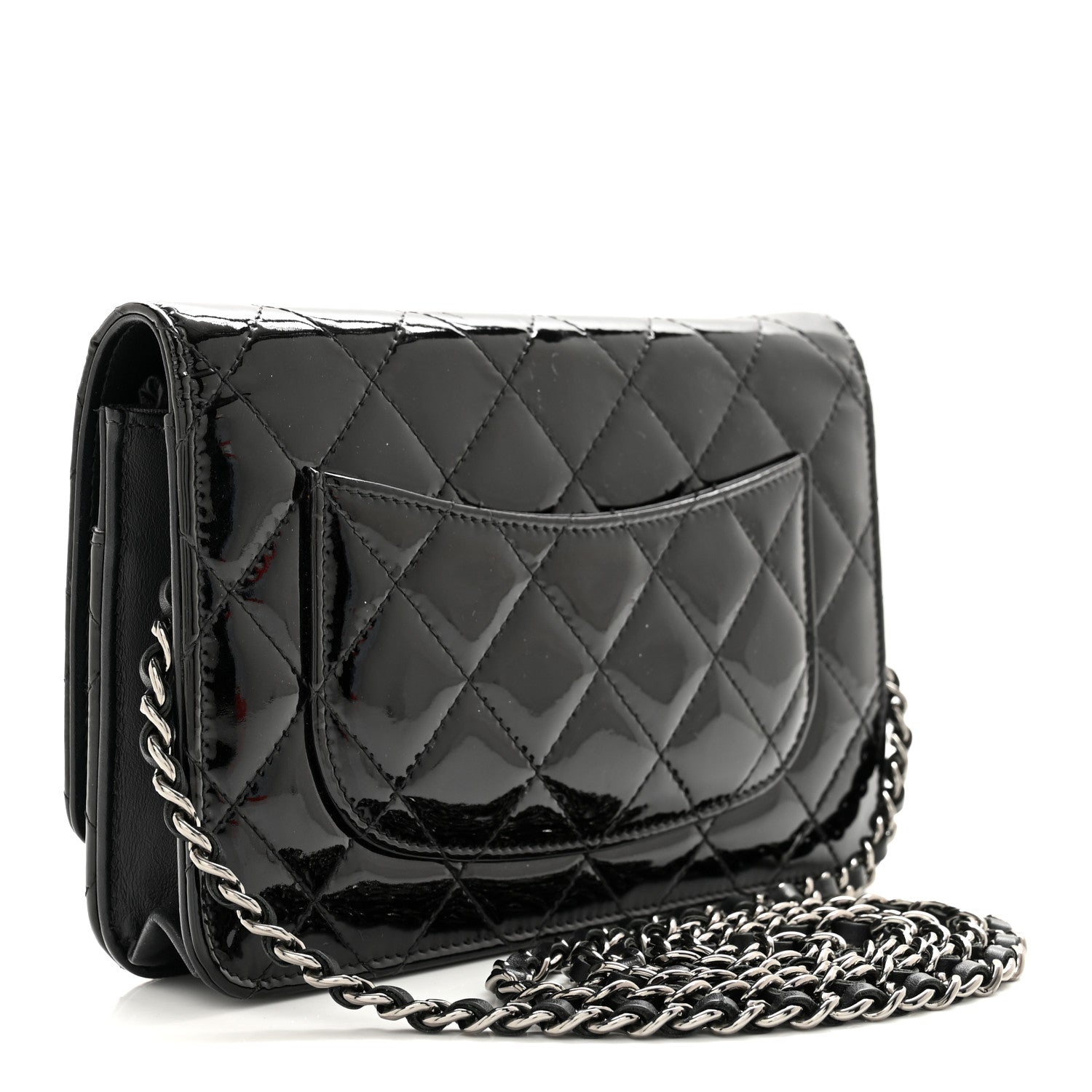 Chanel Patent Quilted Wallet On Chain WOC Black 3 of 15