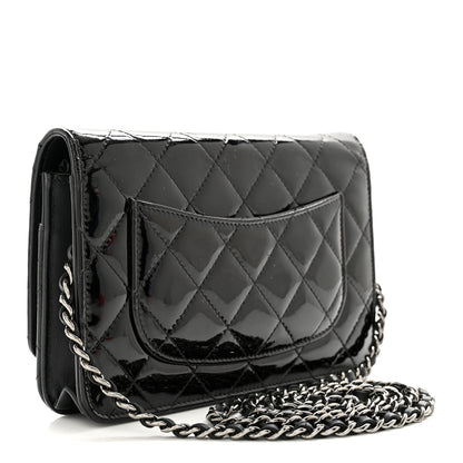 Chanel Patent Quilted Wallet On Chain WOC Black 3 of 15