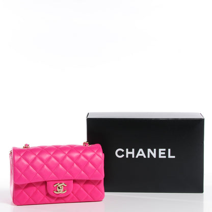 Chanel Lambskin Quilted Mini Rectangular Flap Dark Pink 9 of 9