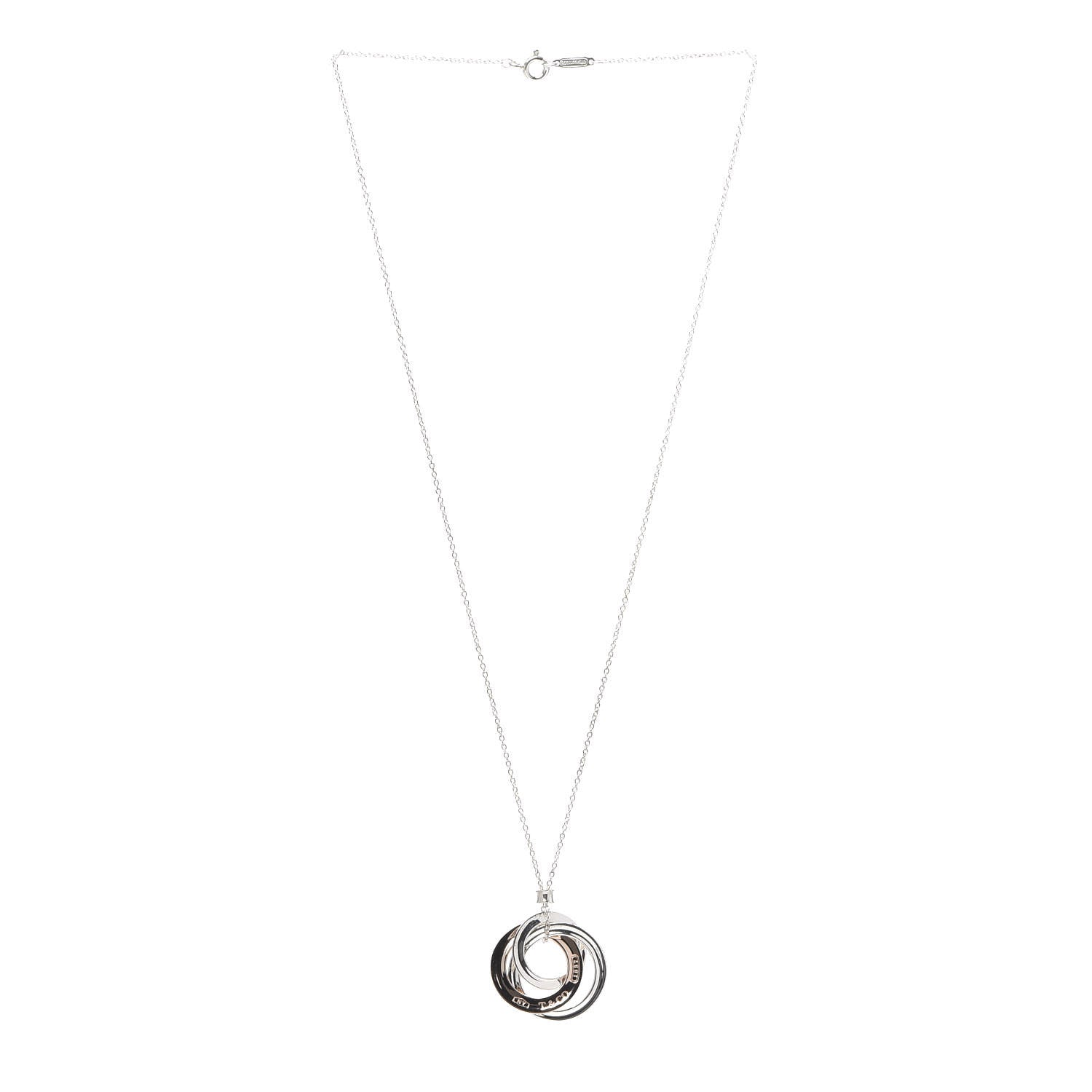 Tiffany Sterling Silver Rubedo 1837 Circles Pendant Necklace 2 of 8