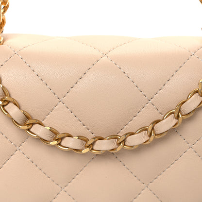 Chanel Lambskin Quilted Metal Enamel Chain Top Handle Square Flap Beige 8 of 11