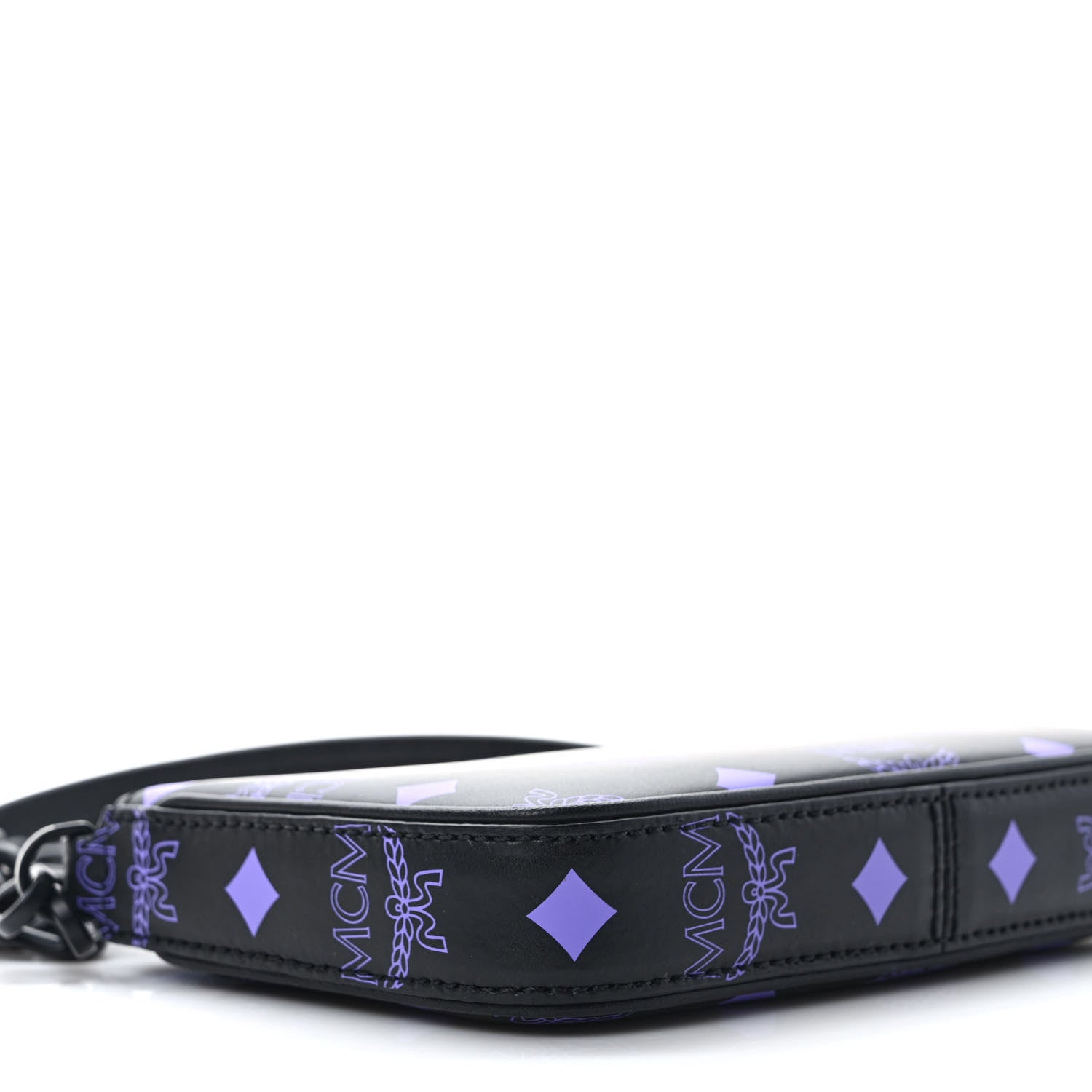 MCM Calfskin Visetos Color Splash Logo Pouch On Chain Mini Dahlia Purple 7 of 9