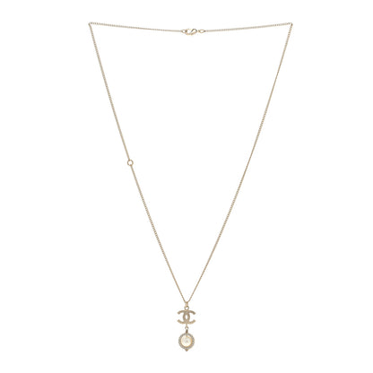 Chanel Crystal Pearl CC Lace Camellia Necklace Gold 2 of 3