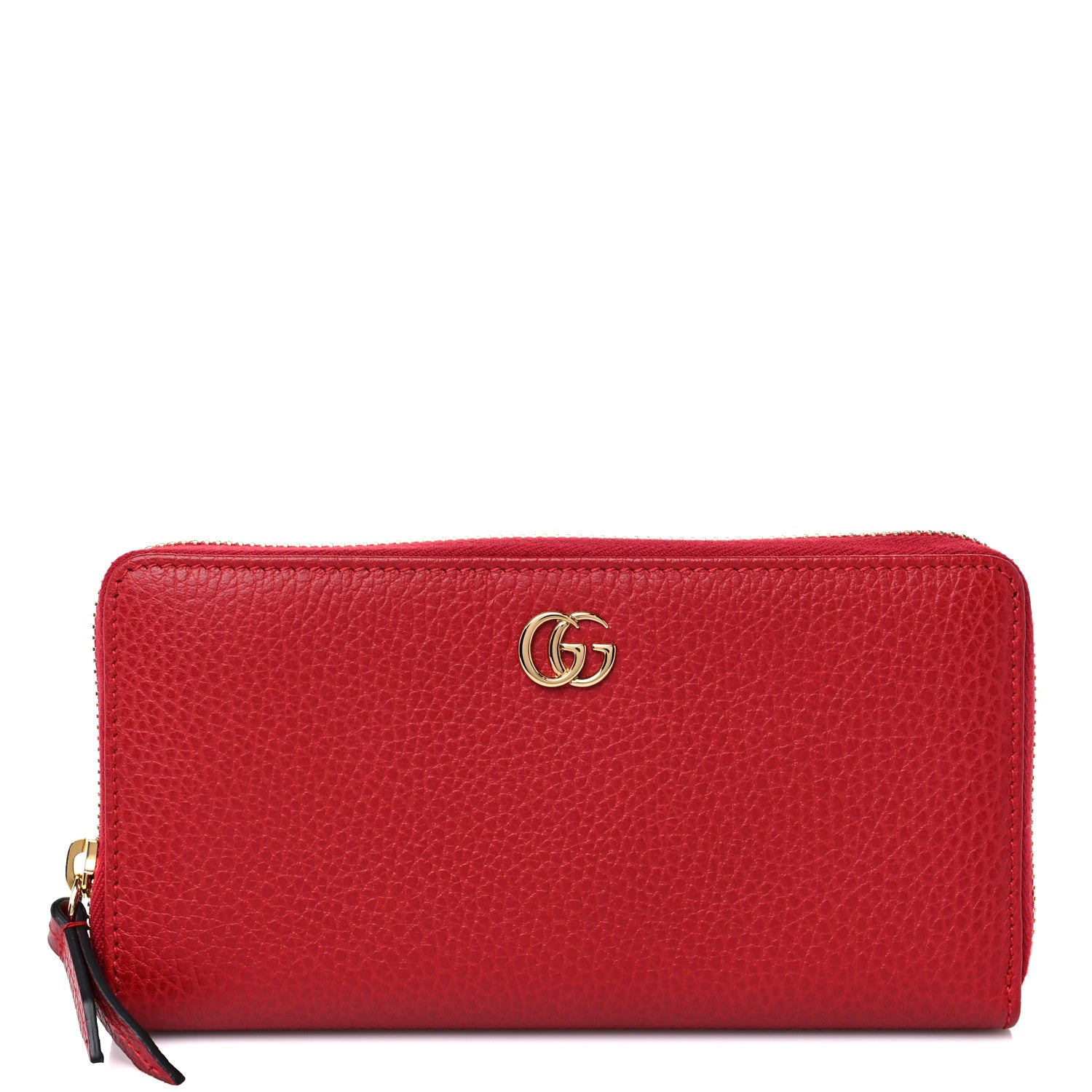 Gucci Calfskin GG Marmont Continental Zip Wallet Hibiscus Red 1 of 11