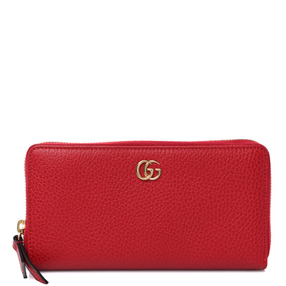 Gucci Calfskin GG Marmont Continental Zip Wallet Hibiscus Red 1 of 11